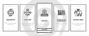 quantum technology data science onboarding icons set vector