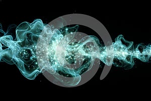 Quantum wavefunction visualized as abstract flowing energy. By generative Ai