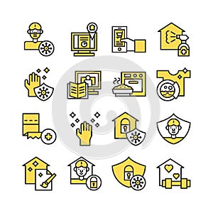 Stay at home icon set