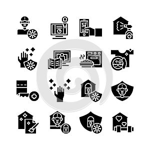 Stay at home icon set