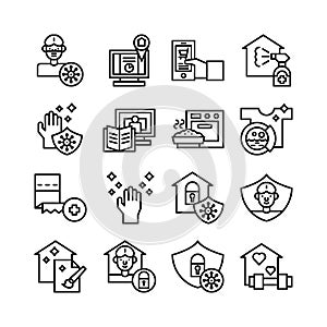 Stay at home icon set