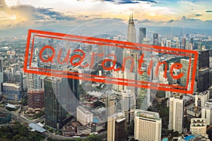 Quarantine due to coronavirus epidemic Kuala lumpur cityscape. Panoramic view of Kuala Lumpur city skyline