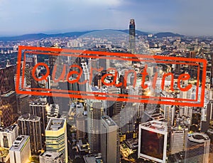 Quarantine due to coronavirus epidemic Kuala lumpur cityscape. Panoramic view of Kuala Lumpur city skyline