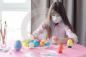 Quarantine-infected girl alone paints Easter eggs