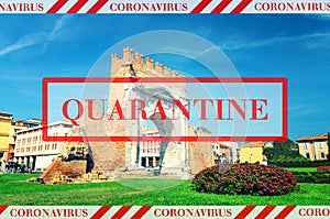 Quarantine in Italy. No travel and lockdown concept.
