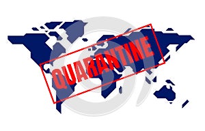 Quarantine Map global planet earth point virus dissemination, black background. photo