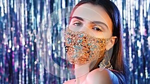 Quarantine party pandemic fashion woman chain mask