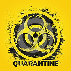 Quarantine sign. Biohazard danger virus warning. Vector illustration photo