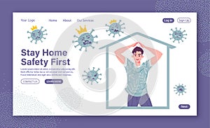 Quarantine, `Stay Home` concept for homepage, web site design.