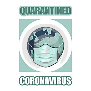Quarantined Coronavirus COVID-19 mask planet icon photo