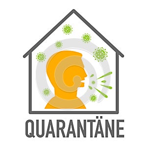 QuarantÃ¤ne German for Quarantine icon. Coronavirus covid-19