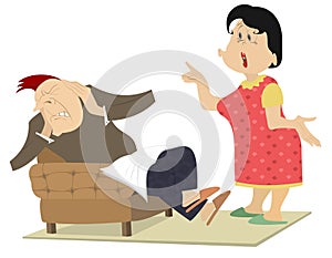 Quarrel between man and woman isolated illustration