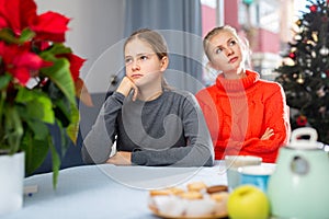 Quarrel between mom and daughter during christmas