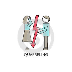 Quarreling people line icon