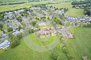 Quarriers Village countryside rural village aerial view from above in Renfrewshire Scotland