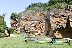 The quarries of Oncin or of Glay in the village of St-Germain sur l`Arbresle, France photo