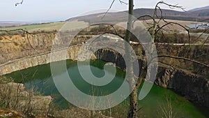 Quarry Abandoned Stone Open Pit Filled With Blue Water