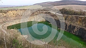 Quarry Abandoned Stone Open Pit Filled With Blue Water