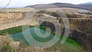 Quarry Abandoned Stone Open Pit Filled With Blue Water