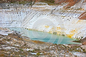 Quarry extraction porcelain claykaolin and quartz sand in the open pit mine