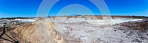 Quarry extraction porcelain claykaolin and quartz sand in the open pit mine