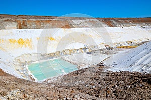 Quarry extraction porcelain claykaolin and quartz sand in the open pit mine