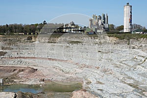 The quarry is an opencast mine where mainly limestone is extracted