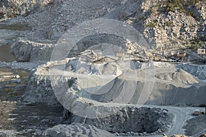 Quarry view. Extraction of stones for construction