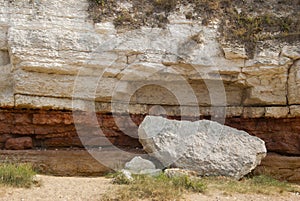 Quarry white stones near beach. Incredible rock formations. Backgrounds and textures.