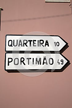 Quarteira and Portimao Road Signpost, Algarve photo