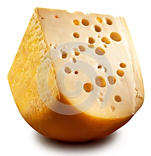 Quarter of Emmental cheese head. photo
