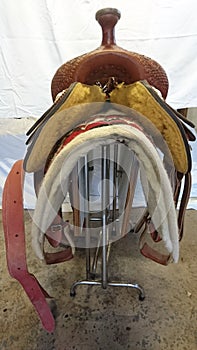 A Quarter Horse Western Show Saddle Front View