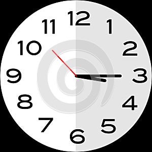 Quarter past 3 o`clock analog clock icon