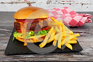 Quarter Pound cheese burger And French Fries