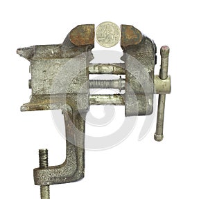 Quarter Squeezed in Vice