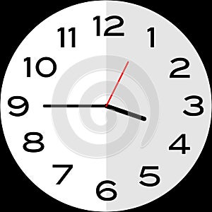 Quarter to 4 o`clock analog clock icon