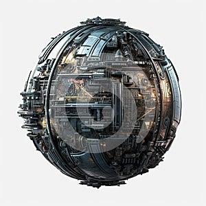 Quarter view of a borg sphere, sci fi, cinematic, lighting, space, horizon on transparent background,created by AI