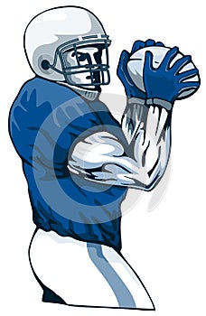 Quarterback throwing pass blue photo