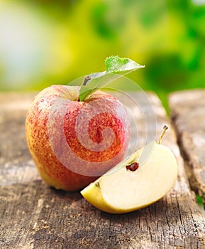 Quartered apple showing juicy flesh