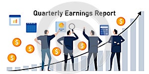 Quarterly earnings report periodic financial profit each quarter of year sales profit company photo