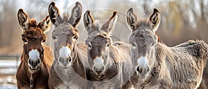 Quartet of Donkeys: A Portrait of Friendship & Diversity. Concept Donkeys, Friendship, Diversity,