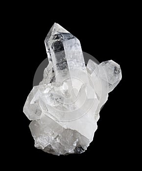 Quartz Crystal Cluster High Size on Black Background