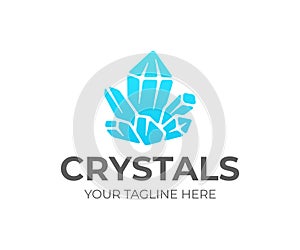 Quartz crystal cluster logo design. Amethyst vector design photo