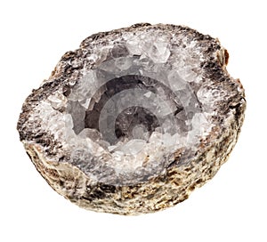 Quartz crystal geode isolated