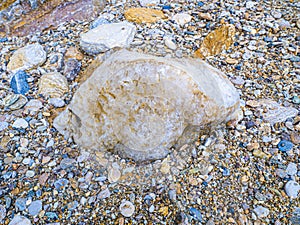 Quartz crystals on the beach of Greek peninsula Pelion, Magnesia.