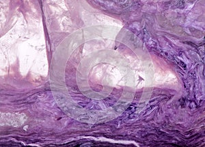 Quartz crystals in lilac charoite mineral