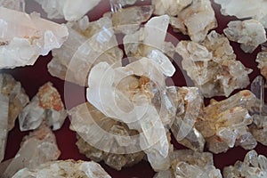 Quartz crystals are placed together. rock crystal.