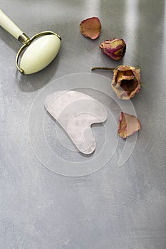 Quartz Gua Sha and jade roller