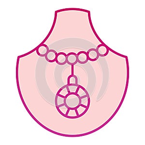 Quartz pendant flat icon. Gemstone necklace vector illustration isolated on white. Jewelry gradient style design