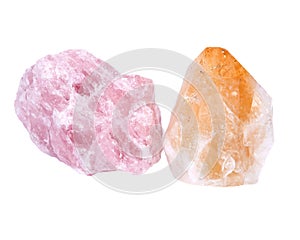 Quartz rose and citrine stones photo